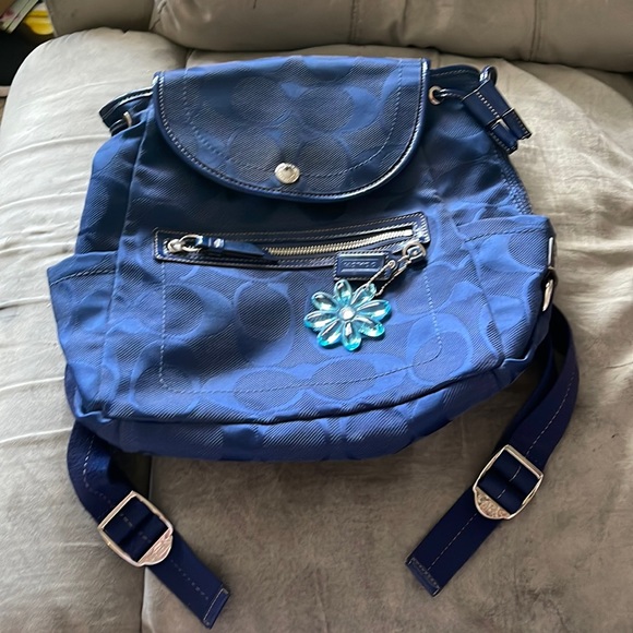 Coach Handbags - Navy Blue Coach Small Backpack